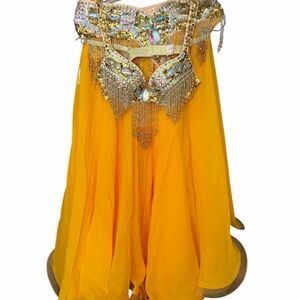 Elegant Yellow Belly Dance Costume